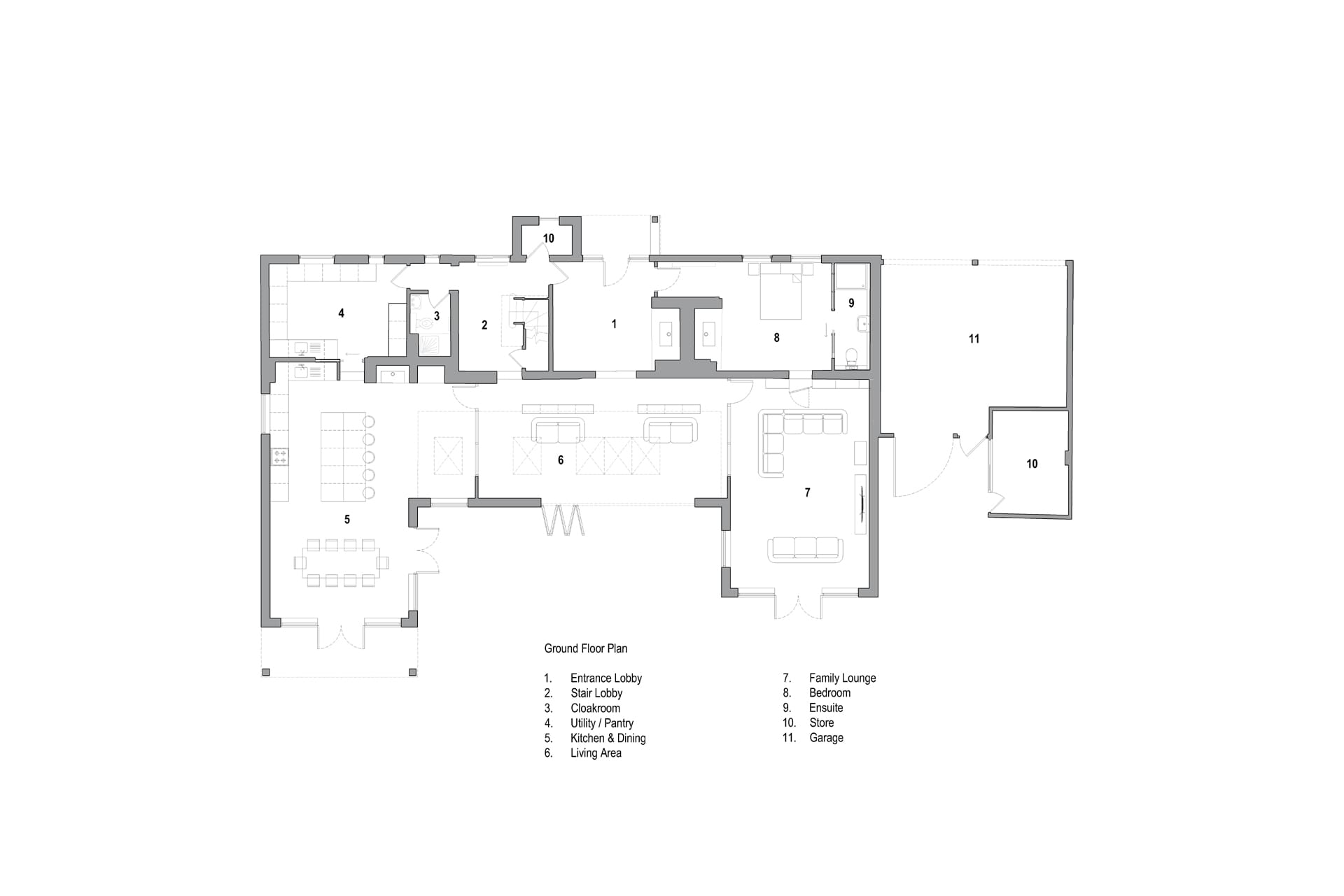 Wickham Cottage ground floor plan flexible living